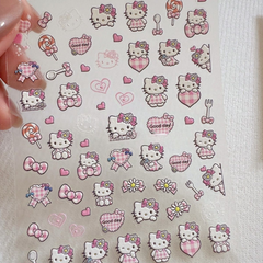 5D Hello Kitty Embossed Nail Stickers – Cute Pink Skirt Kitty Cat DIY Decals for Water Bottles, Cameras & More