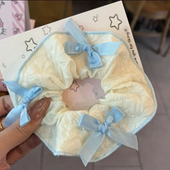 Sweet Bow Korean Lace Scrunchie – Cute Ponytail Hair Tie for Girls