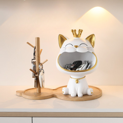 Light Luxury Crown Lucky Cat Key Storage Tray