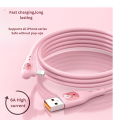 Curved Fast Charging Cable for iPhone Compatible with iPhone 14/11/7/8/6, USB, Game-Friendly Design.
