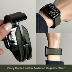 Crazy Horse Leather Magnetic Apple Watch Band – Sport Style Strap