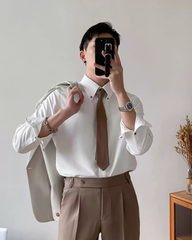 Men’s Luxury Slim Fit Sharp-Collar Dress Shirt