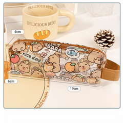 Capybara transparent pencil case cartoon cute student stationery storage bag capybara high value waterproof pencil case
