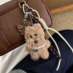Adorable Westie Plush Keychain – Fluffy Dog Bag Pendant