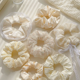 Milk White Lace Tulle Scrunchie - Korean Princess Soft Sweet Hair Accessory