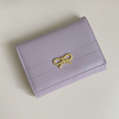 French Style Bow Wallet for Women – Small, Minimalist Bifold Card and Coin Purse