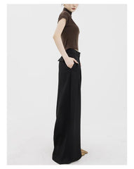 Women's Wide Leg Straight Trousers - High Waist Extra Long Dress Pants