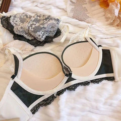 Red Lace Wireless Push-Up Bra for Small Bust Bridal Lingerie