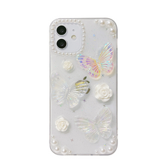 French Retro 3D Butterfly Glitter Phone Case – Elegant Protective Cover