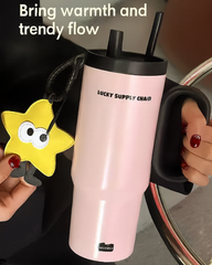 Large Capacity Insulated Coffee Tumbler with Straw | Vacuum Thermal Office Water Bottle