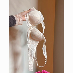 Plus Size Ultra-Thin Lace Minimizing Bra Set – Sexy French Style Lingerie