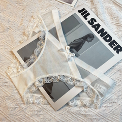 Sexy Lace Trim Cotton Triangle Panties for Women – Elegant French Style, Festive Wedding Underwear