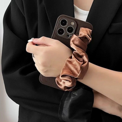 Premium Melard Silk Scarf Wrist Strap Phone Case for Apple Phones