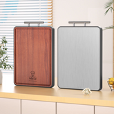 Antibacterial Ultraviolet Wood Cutting Board | Double-Sided Stainless Steel Chopping Block | Mold-Resistant, Durable, and Eco-Friendly Kitchen Board