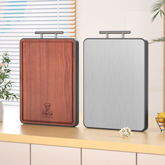 Antibacterial Ultraviolet Wood Cutting Board | Double-Sided Stainless Steel Chopping Block | Mold-Resistant, Durable, and Eco-Friendly Kitchen Board