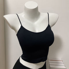 Korean Style Removable Pad Slim Fit Crop Cami Tank Top