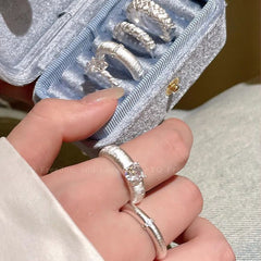 Chinese Style Brushed Open Ring – Luxury Adjustable Couple Ring