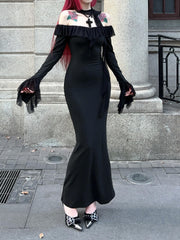 V-Neck Ruffle Long Sleeve Knitted Dress for Women | Slim-Fit Bodycon, Waist-Cinching, Knee-Length