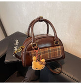 Vintage Plaid Toast Handbag Convertible Shoulder Crossbody Bag