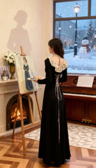 Women’s Elegant Black Knit Maxi Dress