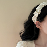 French Vintage Elegant Fresh Chic Pearl Fabric Headband - Fashion Hair Accessory, Sweet Decorative Hair Clip
