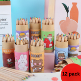 12-Color Bucket Colored Pencils for Kids - Short-Length Art Pencils for Drawing & Doodling, Ideal for School & Kindergarten