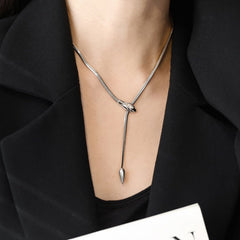 Silver Serpent Zircon Necklace for Women, Anti Tarnish Snake Bone Collarbone Chain