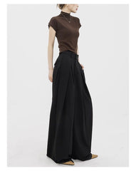Women's Wide Leg Straight Trousers - High Waist Extra Long Dress Pants