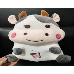 Strawberry Boba Milk Cow Plush Toy - Ultra-Soft Stuffed Animal with Bubble Tea Embroidery