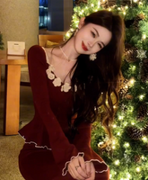 Red Knitted Dress Set for Women