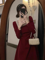 Luxury Burgundy Velvet Bridal Toast Dress – Elegant Engagement & Wedding Evening Gown