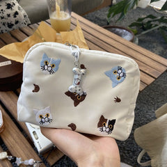 Cute Embroidered Cat Makeup Bag – Travel Pouch for Cosmetics, Period Essentials & Lipstick Storage