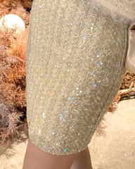High Waist Tweed Sequin A-Line Mini Skirt Elegant Women Bottom