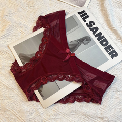 Sexy Lace Trim Cotton Triangle Panties for Women – Elegant French Style, Festive Wedding Underwear