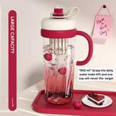 Large Capacity Straw Cup – High Temperature Resistant Plastic Tumbler with Lid and Straw – Aesthetic Teapot-Style Water Cup