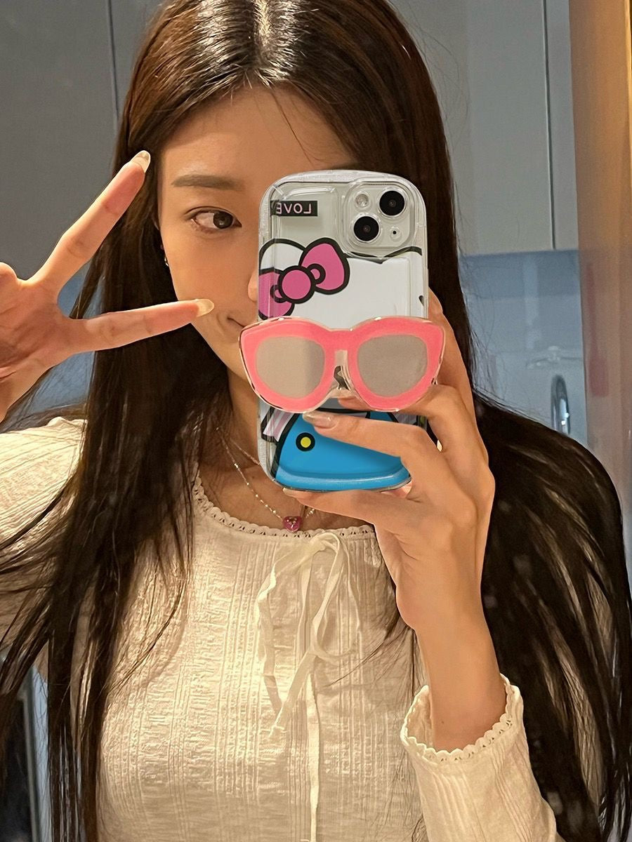 Hello Kitty case with Unique Sunglasses Pop Socket