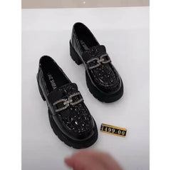 Leather Platform Loafers - Classic Mirror-Finish Chunky Shoes