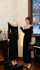 Women’s Elegant Black Knit Maxi Dress