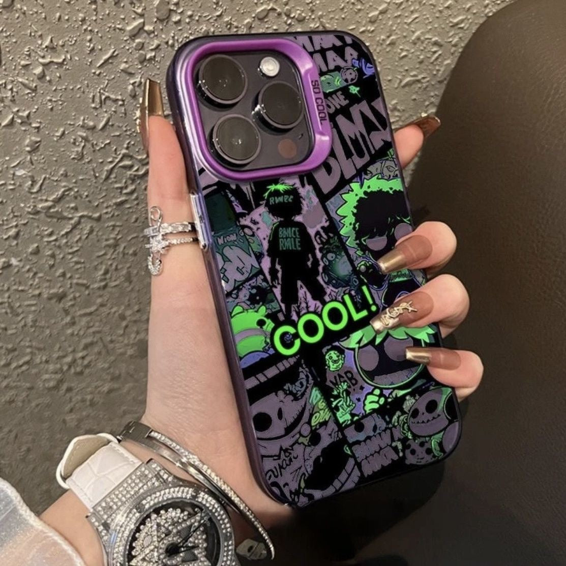 Dark Illustration Metal Button Phone Case: Stylish All-Inclusive Protection for Your Device