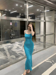 Temperament Slim-fit spaghetti strap Fishtail Long Dress