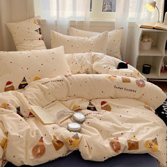 Cream Korean -style Sweet Cookies Monster bedding set