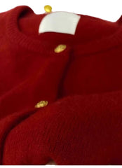 Red Vintage Soft Knit Cardigan for Women