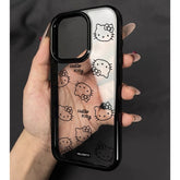 Cute Black Cartoon Hello Kitty Phone Case – Shockproof Protective Cover for iPhone 16 Pro Max, 15 Pro Max, 14 Pro, 14 Plus, 13, 12