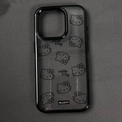 Cute Black Cartoon Hello Kitty Phone Case – Shockproof Protective Cover for iPhone 16 Pro Max, 15 Pro Max, 14 Pro, 14 Plus, 13, 12