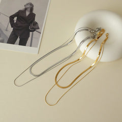 Double Layered Snake Chain Necklace for Women – High-End Gold Titanium Steel Vintage Clavicle Choker