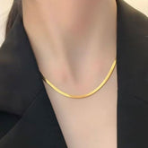 Minimalist Luxury Titanium Steel Snake Chain Necklace – Elegant Thin Plate Vintage Clavicle Jewelry for Women