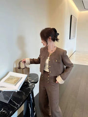 French Style Two-Piece Set for Women – Elegant Slim Fit Outfit