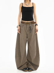 High-Waist Curved-Leg Clean Fit Casual Pants
