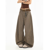 High-Waist Curved-Leg Clean Fit Casual Pants