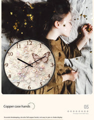 Butterfly Cream Art Silent Quartz Wall Clock